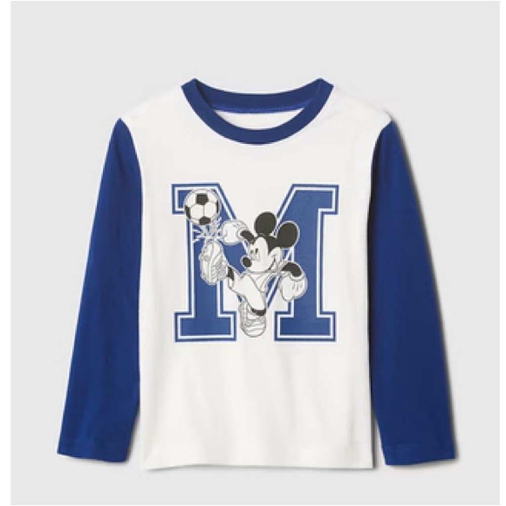 GAP Blue and White Long Sleeve Tee with Mickey Mouse